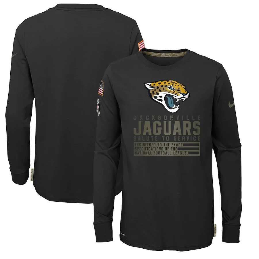 Nike Jacksonville Jaguars Youth Black Salute to Service Long Sleeve TShirt